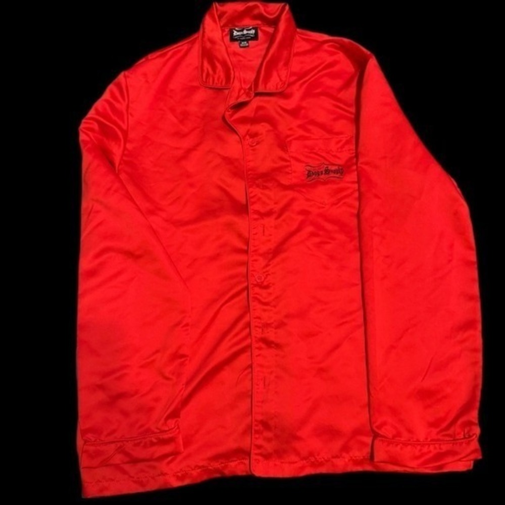 Dogg Supply by Snoop Dogg Red Satin Button Pajama‎ Shirt Men's M